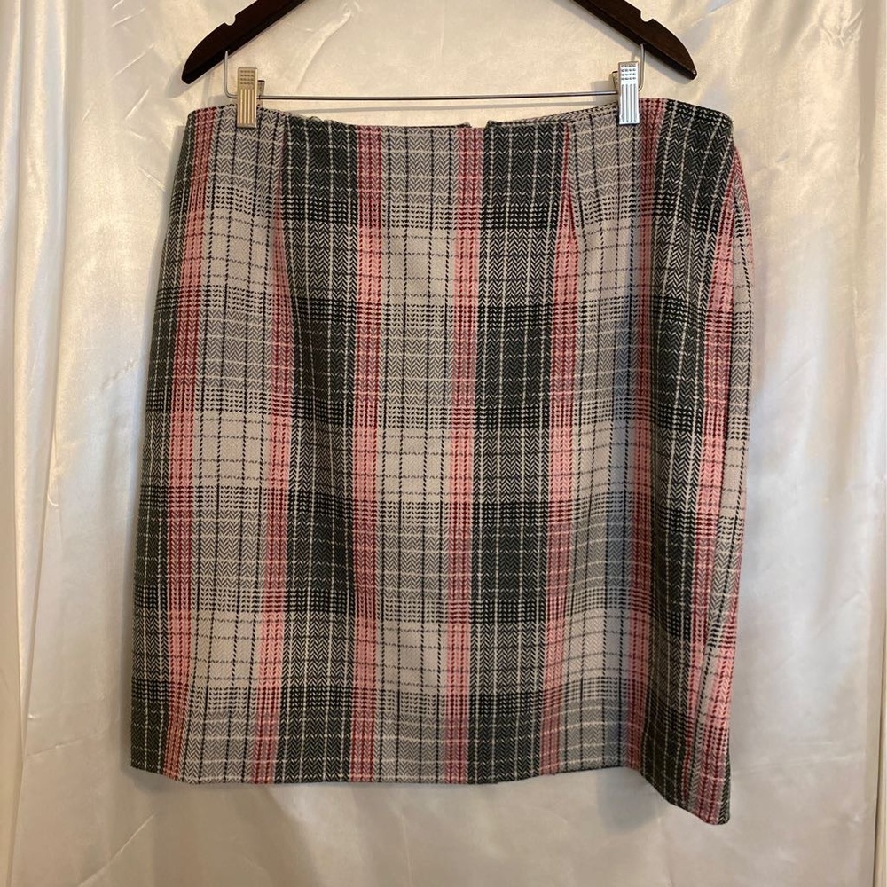 Talbots Pencil Skirt Black Plaid Herringbone